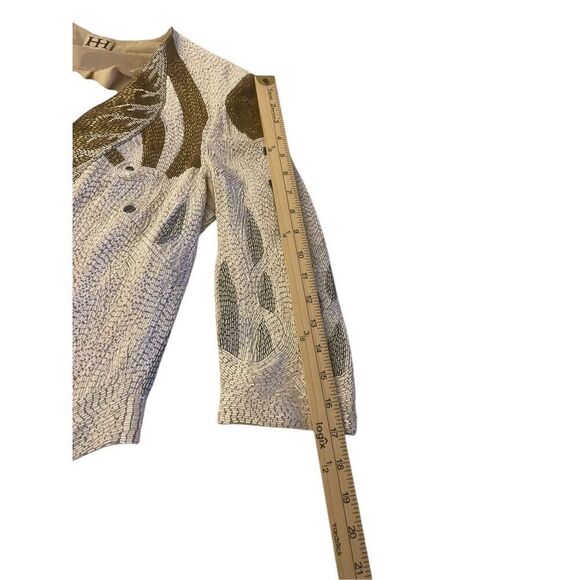 Haute Hippie (Serena Gossip Girl) Beaded Blazer Tan/ Gold XS Evening Jacket - Picture 8 of 16